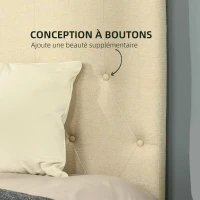HOMCOM Tête de lit capitonnée - tête de lit rembourrée - dim. 150L x 120H cm - épaisseur 7 cm - MDF Coton Polyester Beige(m-5)