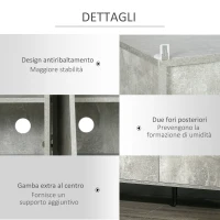 HOMCOM Credenza Moderna con Armadietti a 2 Ante e Mensole Regolabili 147x40x83cm, Effetto Marmo Grigio(m-7)