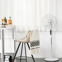 HOMCOM Ventilateur sur pied Ø 42 cm hauteur réglable oscillant silencieux 50 W avec télécommande minuterie 3 modes 3 vitesses blanc(m-4)