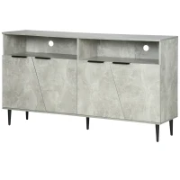 HOMCOM Credenza Moderna con Armadietti a 2 Ante e Mensole Regolabili 147x40x83cm, Effetto Marmo Grigio(m-11)