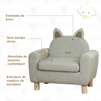 HOMCOM Poltrona Infantil Mini Sofá para Crianças acima de 3 Anos com Assento Acolchoado Apoio para os Braços 60x42x50cm Cinza(m-5)