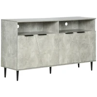 HOMCOM Credenza Moderna con Armadietti a 2 Ante e Mensole Regolabili 147x40x83cm, Effetto Marmo Grigio(m-1)