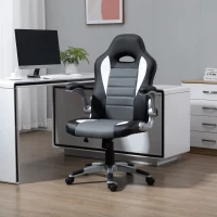 HomCom scaun pentru birou, reglabil, rotativ, cu roti, negru(m-1)