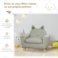 HOMCOM Poltrona Infantil Mini Sofá para Crianças acima de 3 Anos com Assento Acolchoado Apoio para os Braços 60x42x50cm Cinza(m-8)