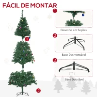 HOMCOM Árvore de Natal Artificial 210cm Ignífugo com 1036 Ramos 53 Decorações Folhas de PVC e Suporte Metálico Verde(m-8)