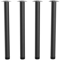 HOMCOM Set 4 Pezzi Gambe per Tavolo in Acciaio preforate con 6 Fori e con 24 Viti Incluse, Φ6 x 72Lcm, Nero(m-11)