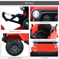 HOMCOM Voiture 4x4 électrique 12 V + télécommande 128L x 78l x 76H cm Enfants 3 à 8 Ans Effets Lumineux sonores Lecteur MP3 Rouge(m-6)