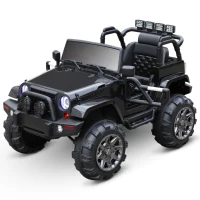 HOMCOM Voiture 4x4 électrique 12 V + télécommande 128L x 78l x 76H cm Enfants 3 à 8 Ans Effets Lumineux sonores Lecteur MP3 Noir(m-11)