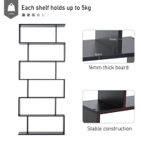 HOMCOM Bibliotecă din Lemn, Design Modern cu 6 Rafturi, 80x23x192 cm, Negru(m-5)