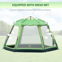Outsunny 6 Person Pop Up Camping Tent, 2-Tier Design Backpacking Tent with 4 Windows 2 Doors Portable Carry Bag for Fishing Hiking, Green(m-8)