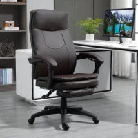 Vinsetto Brown Leather Office Chair, High Back Executive Office chair Reclining with Retractable Footrest Brown(m-2)