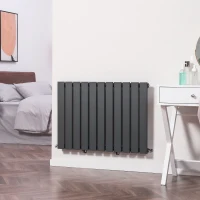 HOMCOM Single Panel Vertical Designer Radiator, 830 x 600 mm Water-filled Heater for Home, Space Heater, Quick Warm up Living room, Study, Garage, Bedrooms, Grey(m-2)