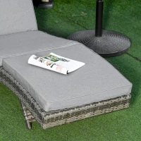 Outsunny Patio Rattan Wicker Sun Lounger Adjustable Backrest S Shape Chaise Lounge Relaxer for Patio, Deck, Poolside Grey(m-8)