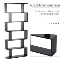 HOMCOM Bibliotecă din Lemn, Design Modern cu 6 Rafturi, 80x23x192 cm, Negru(m-7)