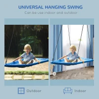 Outsunny Hanging Tree Swing, Adjustable Rope, Steel Frame, Waterproof, for Backyard Playground Park for Kids Over 3 Years Old, Blue and Black(m-4)