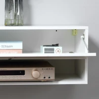 HOMCOM Floating 60'' TV Stand Wall Mounted Media Console Table Cabinet with 4 Storage Shelves Cable Management System White(m-9)