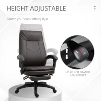 Vinsetto Brown Leather Office Chair, High Back Executive Office chair Reclining with Retractable Footrest Brown(m-4)