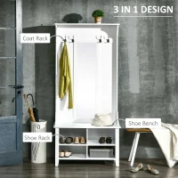 HOMCOM Hallway Furniture Set Shoe Bench Storage Mirror Cabinet Coat Rack Multiple Cubes Hangers Organiser Shelves w/ 4 H(m-4)