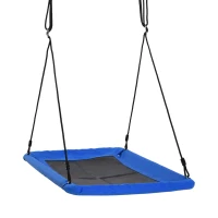 Outsunny Hanging Tree Swing, Adjustable Rope, Steel Frame, Waterproof, for Backyard Playground Park for Kids Over 3 Years Old, Blue and Black(m-1)