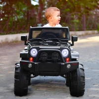 HOMCOM Voiture 4x4 électrique 12 V + télécommande 128L x 78l x 76H cm Enfants 3 à 8 Ans Effets Lumineux sonores Lecteur MP3 Noir(m-10)