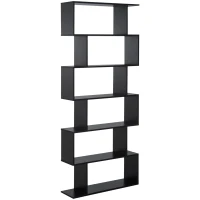 HOMCOM Bibliotecă din Lemn, Design Modern cu 6 Rafturi, 80x23x192 cm, Negru(m-4)