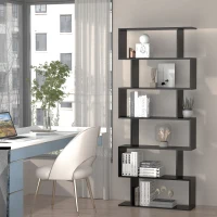 HOMCOM Bibliotecă din Lemn, Design Modern cu 6 Rafturi, 80x23x192 cm, Negru(m-13)