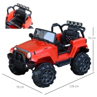 HOMCOM Voiture 4x4 électrique 12 V + télécommande 128L x 78l x 76H cm Enfants 3 à 8 Ans Effets Lumineux sonores Lecteur MP3 Rouge(m-3)
