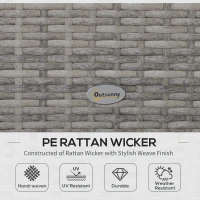 Outsunny 4 PCs PE Rattan Wicker Sofa Set Outdoor Conservatory Furniture Lawn Patio Coffee Table w/ Side Storage Box & Cushion, Grey(m-5)