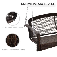 Outsunny 2-Person Outdoor Rattan Hanging Porch Swing Bench Chair Loveseat(m-4)