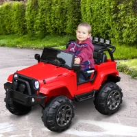 HOMCOM Voiture 4x4 électrique 12 V + télécommande 128L x 78l x 76H cm Enfants 3 à 8 Ans Effets Lumineux sonores Lecteur MP3 Rouge(m-2)