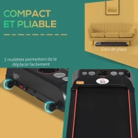 HOMCOM Tapis de marche électrique affichage LED moteur 500 W vitesse 1-6 km/h silencieux télécommand idéal pour la maison et le bureau rouge noir(m-5)