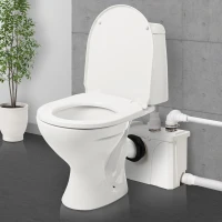 HOMCOM Broyeur sanitaire WC pompe de relevage 600 W silencieux compact 4 colliers serrage + 4 embouts blanc(m-8)