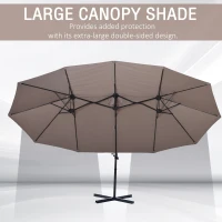 Outsunny Outdoor Patio Umbrella with Twin Canopy Sunshade Umbrella with Lift Crank Brown(m-5)
