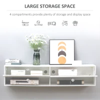 HOMCOM Floating 60'' TV Stand Wall Mounted Media Console Table Cabinet with 4 Storage Shelves Cable Management System White(m-4)