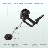 Outsunny Adjustable DISC Metal Detector Underground Gold Coin Digger Searcher Lightweight Treasure Jewelry Hunter with Waterproof Search Coil(m-4)