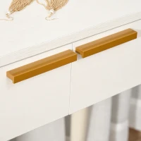 HOMCOM Modern Dressing Table with Round Mirror, Makeup Vanity Table with 2 Drawers for Bedroom, Living Room, White(m-7)