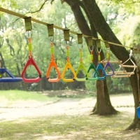 Outsunny Kids Obstacle Course, 42.6 FT Children Slackline Training Equipment, with Monkey Bars, Rope Ladder, Swing, Gym Rings, Tree Protector, Carry Bag(m-13)