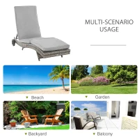Outsunny Patio Rattan Wicker Sun Lounger Adjustable Backrest S Shape Chaise Lounge Relaxer for Patio, Deck, Poolside Grey(m-4)