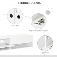 HOMCOM Floating 60'' TV Stand Wall Mounted Media Console Table Cabinet with 4 Storage Shelves Cable Management System White(m-6)