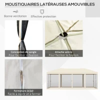 Outsunny Tonnelle Barnum Pliant Pop-up Style Colonial 6 x 3 m 6 moustiquaires + Sac de Transport Beige Noir(m-5)