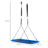Outsunny Hanging Tree Swing, Adjustable Rope, Steel Frame, Waterproof, for Backyard Playground Park for Kids Over 3 Years Old, Blue and Black(m-3)