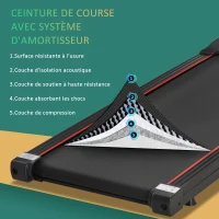 HOMCOM Tapis de marche électrique affichage LED moteur 500 W vitesse 1-6 km/h silencieux télécommand idéal pour la maison et le bureau rouge noir(m-7)