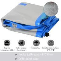 HOMCOM Airtrack tapis de gymnastique gonflable tapis de tumbling entraînement avec pompe à air électrique dim. 300L x 100l x 10H cm tissu stratifié PVC bleu(m-5)
