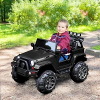 HOMCOM Voiture 4x4 électrique 12 V + télécommande 128L x 78l x 76H cm Enfants 3 à 8 Ans Effets Lumineux sonores Lecteur MP3 Noir(m-2)