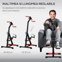 HOMCOM Aparat de antrenament Bicicleta de antrenament portabila reglabila pe inaltime cu afisaj LCD si role pentru masaj la picioare pentru varstnici, Batrani(m-4)