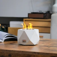 HOMCOM Tabletop Fire Pit, Indoor Fireplace 15cm Table Top Fire Pit Bowl, Alcohol Fueled Concrete Firepit, Angular Mini Fire Bowl Balcony Decor for Soul Relaxing, Tabletop Portable Fire Bowls, Grey(m-10)