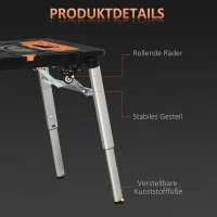 DURHAND 7 In 1 DESIGN Werkbank höhenverstellbarem Werktisch Werkbank, große wendbarer Arbeitsplatte mit Winkelmarkierung Haushalt & DIY-Arbeitsplatz für Garage, Werkstatt Schwarz 137 x 58 x 78 cm(m-8)