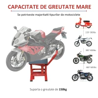 HOMCOM Trepied Ridica Moto Inaltime Reglabila in Otel, Rosu, 28x34x30-40cm(m-4)