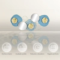 HOMCOM Decoración de Pared de Metal Espejo de Hojas de Flores 3D Arte de Pared Escultura de Pared Adorno Colgante para Salón Dormitorio Oficina 65x29 cm Multicolor(m-7)