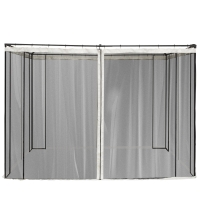 Outsunny 4 Painéis Laterais 302x207 cm para Tenda de Jardim Mosquiteira com Zíperes e Anéis Preto